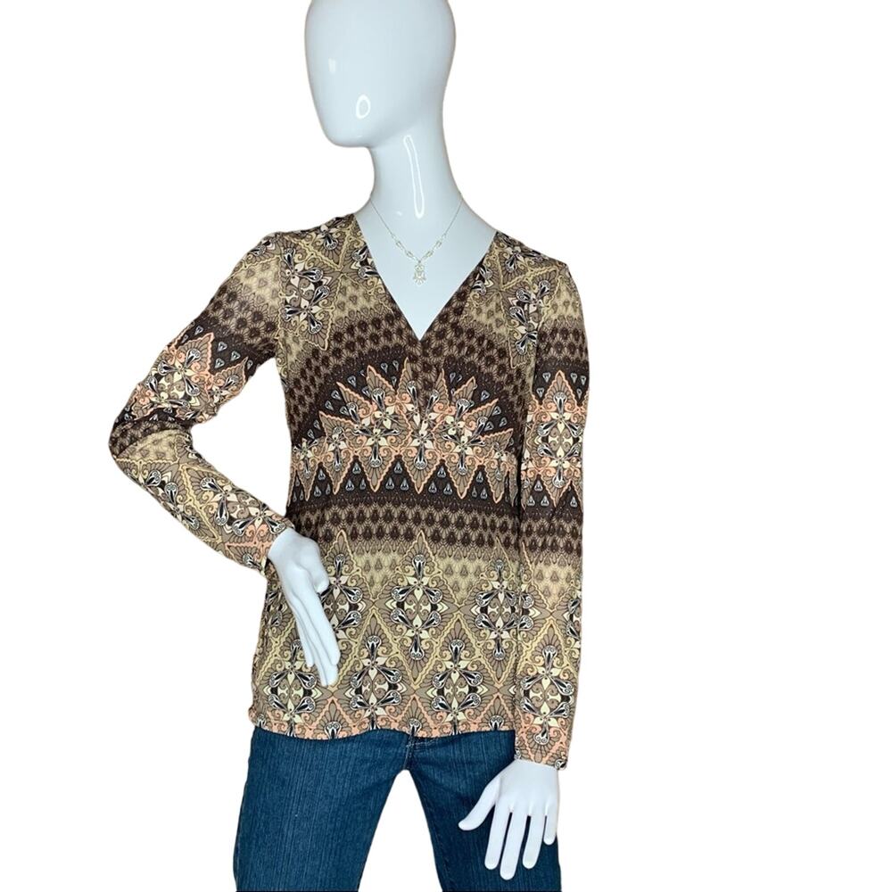 VILLAGER blouse size small Moroccan print boho style
